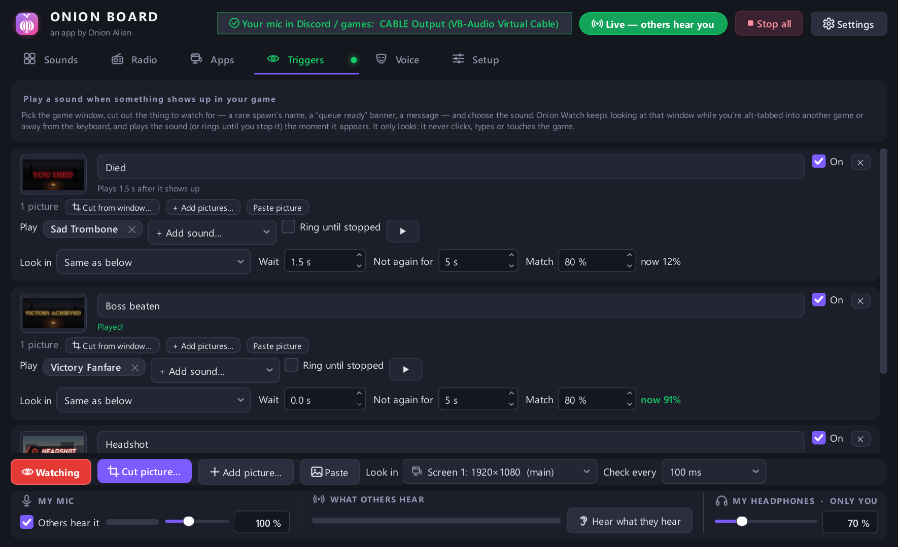The Triggers tab
