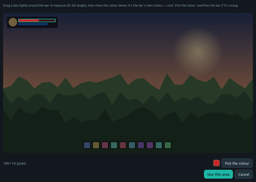 Picking a health bar and its colour